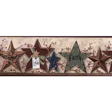 Primitive Star Faith Family Wallpaper Border
