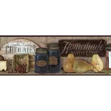 Fresh Fruit and Primitive Sign Wallpaper Border