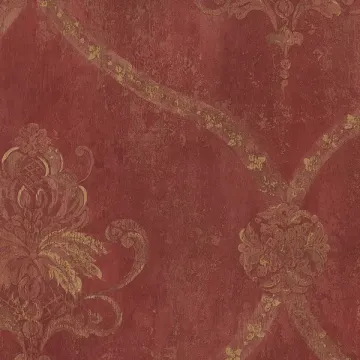 CH22565 Regal Damask Wallpaper Red, Ochre Manor House Norwall Wallcovering