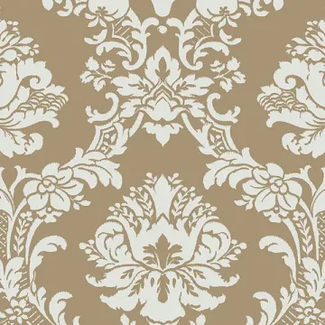 CH28242 Document Damask Wallpaper Metallic Gold, Light Green Classic Silks 2 Norwall Wallcovering