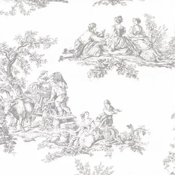 CH28245 Romantic Toile Wallpaper Light Grey Manor House Norwall Wallcovering