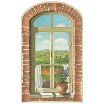 Brick Window Walll Mural
