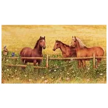 Horses at Fence Wall Mural