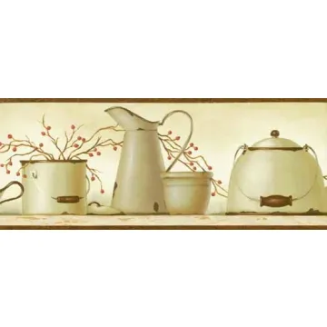 Burgundy Enamelware Wallpaper Border