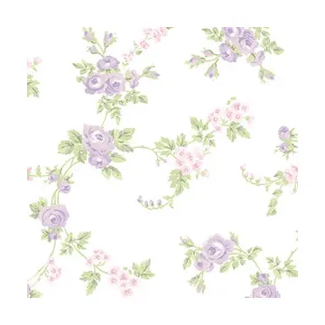 Vines of Purple & Pink Flowers Wallpaper - Norwall Wallcoverings