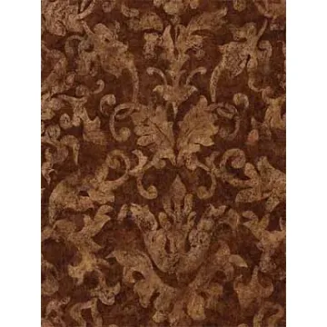 Chocolate Distressed Damask Wallpaper