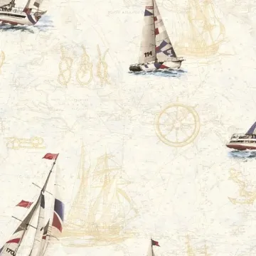 Waters Edge Blue Aquatic Map Wallpaper - Chesapeake Wallcoverings