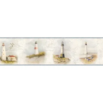 Lighthouses Of The Coast Wallpaper Border - Chesapeake Wallcoverings
