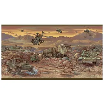 Military Mash Unit Wallpaper Border - Chesapeake Wallcovering