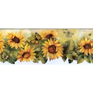 Die Cut Green Sunflower Wallpaper Border