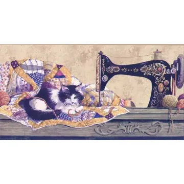 Sewing Cat Wallpaper Border