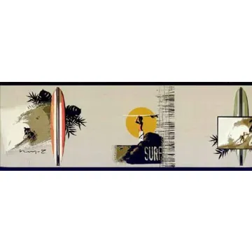 Contemporary Surfboard Wallpaper Border