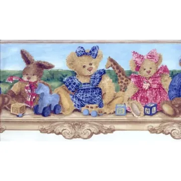 Dressed Up Teddy Bear Wallpaper Border
