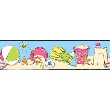 Candice Olson Glitter Day At The Beach Pink Border