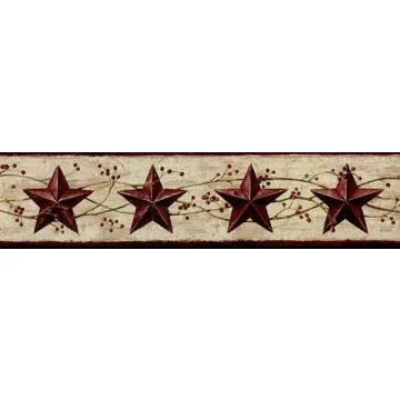 Burgundy Pip Berry Barn Star Wall paper Border