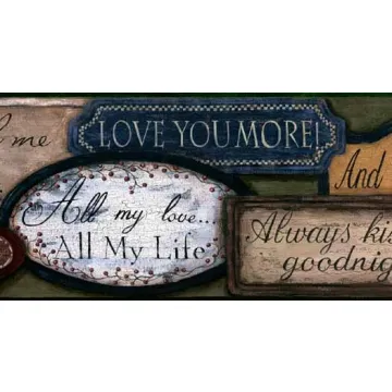 Green Love Country Sayings Wallpaper Border