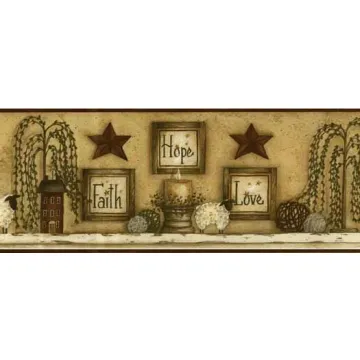 Burgundy Faith Hope Love Wallpaper Border