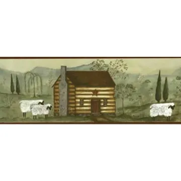 Log Cabin Burgundy Wall Border