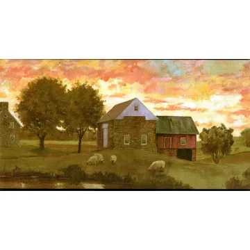 Country Yard Wallpaper Border