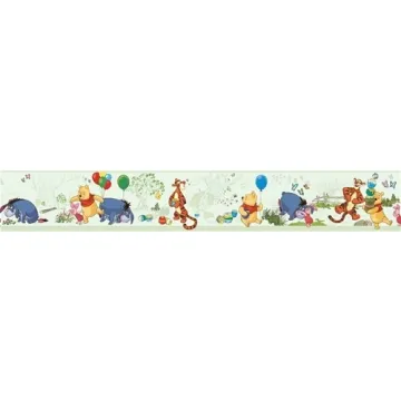 Green Pooh and Friends Toile Disney Wallpaper Border