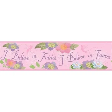 I Believe in Fairies Pink Wallpaper Border
