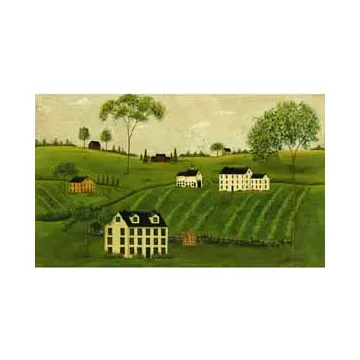 Green Countryside Chair Rail Mural