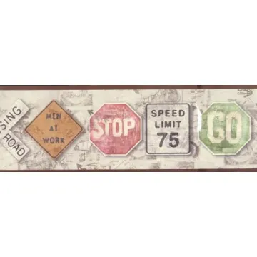 Masculine Antique Signs Wallpaper Border