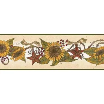 Sunflowers and Tin Stars Wallpaper Border
