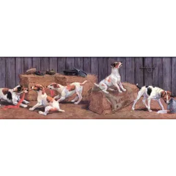 Dogs in Barn Wallpaper Border