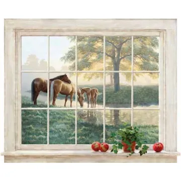 Mare and Foal Window Mural