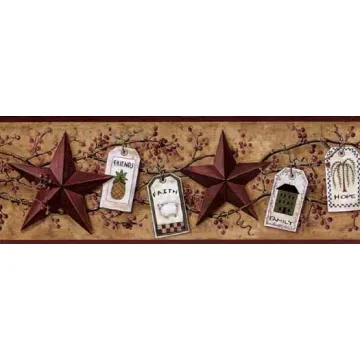 Primitive Gift Tags and Barn Stars Wallpaper 