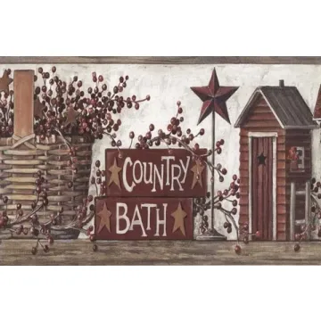 Brown Country Wash Room Wallpaper Border