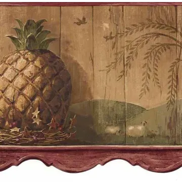 Pineapple Burgundy Wallpaper Border