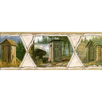 Wildlife Outhouse Wallpaper Border - Chesapeake Wallcovering