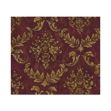 Burgundy and Gold Brocade Wallpaper