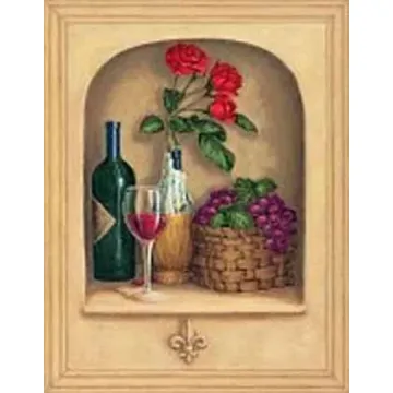 Wine Grape and Rose Niche Mural IB4115M - Only 3 Left