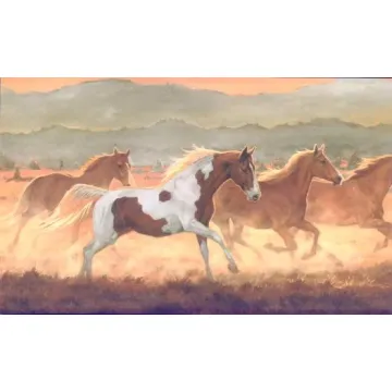Yellow Mustang Sunset Wallpaper Border