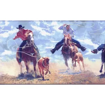 Roping Cowboy Wallpaper Border
