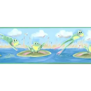 Green Leaping Frog Wallpaper Border