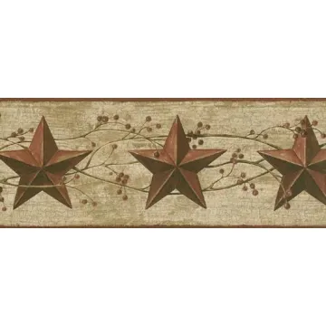 Burgundy Pip Berry Barn Star Wall paper Border