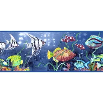 Blue Tropical Fish Wallpaper Border