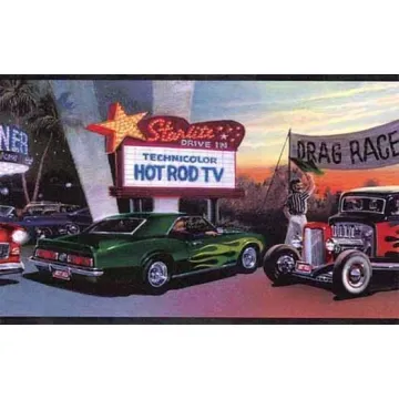 4 Decades of Hot Rods Wall Border  LL50142B