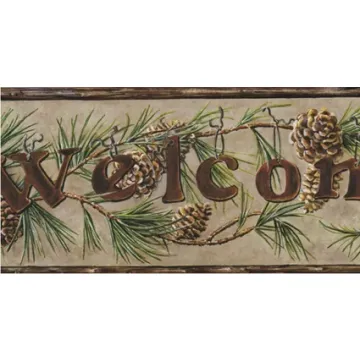 Welcome Pinecone Wall Paper Border- 4 Rolls
