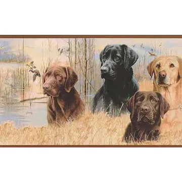 Brown Labradors Wall Paper Border- 1 Roll Left