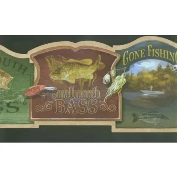 Die Cut Fishing Plaque Wallpaper Border