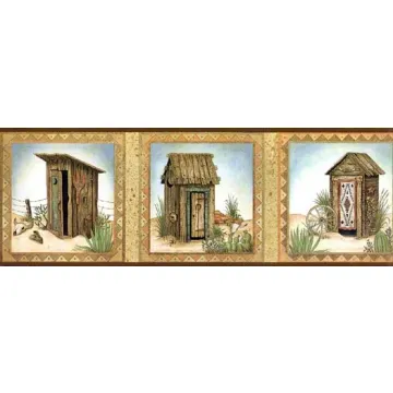 Southwestern Outhouse Wallpaper Border