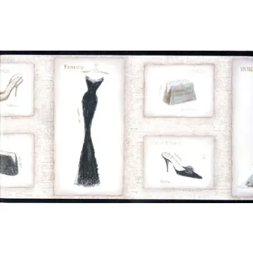 Black Vintage Dress Wallpaper Border