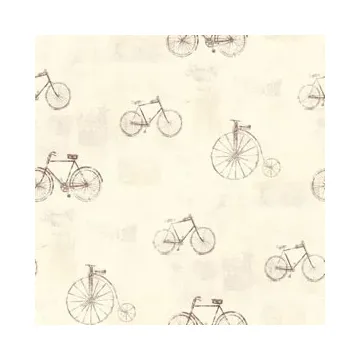 Bicycle Postmark Toile Wallpaper