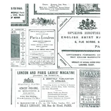 Black French Newsprint Wallpaper