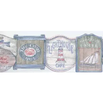 Seafood Cafe and Grill Wallpaper Border PB58038DB- 1 ROLL LEFT